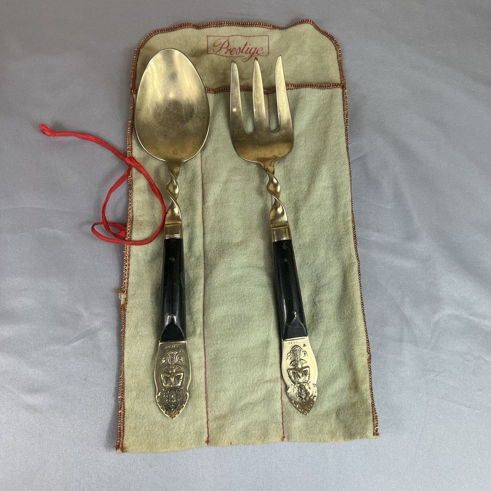 Vintage Brass & Teakwood Salad Spoon & Fork Set – Buddha Siam